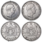 Greece, Crete. Greece, Crete. Prince George, 1898-1906. Lot of 2 coins of 5 Drachmai 1901A, Paris mint (KM9; Divo 130).

Good fine. One of them ex mou...