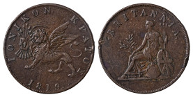 Greece, Ionian Islands, British Administration, 1809-1863. Obol, 1819, Coin Alignment, 8.83g (KM32).

Uniform wear with a bump on the periphery of the...