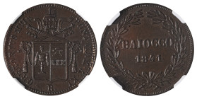Italian States. Papal States, Gregory XVI, 1831-1846. 1 Baiocco, 1841R (KM1320).

Sharp details, with abundance of lustre and attractive chocolate-bro...