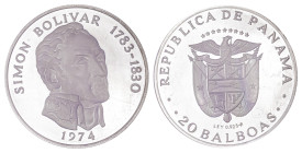 Panama, Republic, 1903-. AR Proof “Simon Bolivar” 20 Balboas, 1974FM, Franklin mint (KM31). 

Mirror-like fields and wonderful cameo contrast. 

Grade...