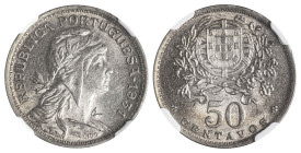 Portugal, Republic, 1910-. 50 Centavos, 1931 (KM577).

Superb details and design with lustre and bright surfaces on both sides.

Graded MS62 NGC.