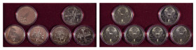 Russia. USSR. Set of 6 x 1 Ruble for the 1980 Moscow Olympics comprising of Kremlin, Olympics, Sputnik monument, Moscow University, Torch, Dalgoruki M...