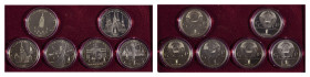 Russia. USSR. Set of 6 x 1 Ruble for the 1980 Moscow Olympics comprising of Kremlin, Olympics, Sputnik monument, Moscow University, Torch, Dalgoruki M...