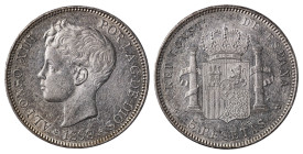 Spain, Alfonso XIII, 1886-1931. 5 Pesetas, 1898 SG-V, 25.00g (KM707).

Full lustre, a couple of bag marks on the obverse, excellent portrait and full ...