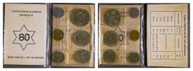 Spain. Juan Carlos I, 1975-2014. Set of the Mundial 1982, comprising 25 cts, 1 pts, 5 pts, 25 pts, 50 pts and 100 pts of 1980 (KM MS11)

In plastic sm...