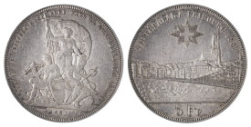 Switzerland. Fribourg. 5 Francs, 1881, Fribourg Shooting Festival, Bern mint (S15; Dav. 389).

Great details and attractive light old cabinet toning o...