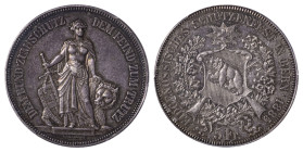 Switzerland. Bern. 5 Francs, 1885, Bern Shooting Festival, Bern mint (S17; Dav. 391).

Strong details with beautiful old grey cabinet tone and exquisi...