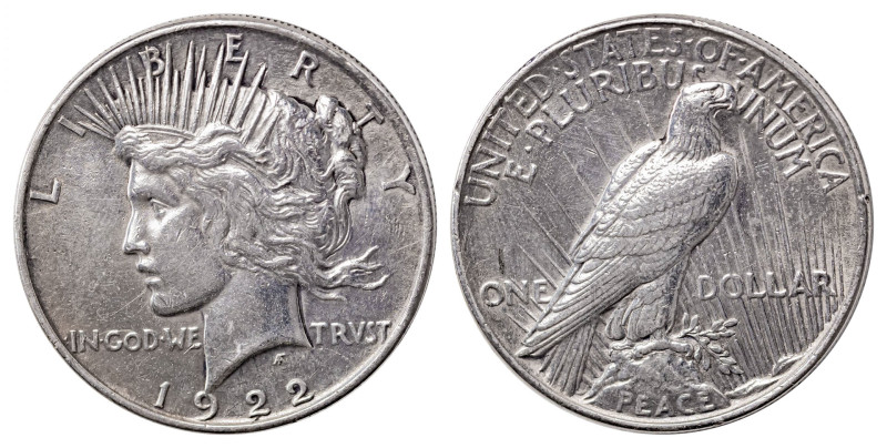 USA. Dollar “Peace Dollar”, 1922, Philadelphia mint, 26.73g (KM150). 

Attractiv...
