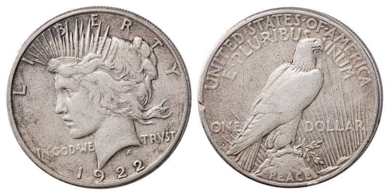 USA. Dollar “Peace Dollar”, 1922S, San Francisco mint, 26.57g (KM150). 

Uniform...