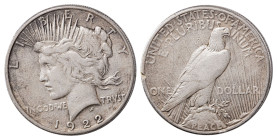 USA. Dollar “Peace Dollar”, 1922S, San Francisco mint, 26.57g (KM150). 

Uniform wear on both sides, attractive details on obverse and a nick on the r...