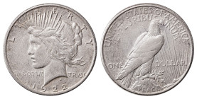 USA. Dollar, "Peace Dollar", 1922S, San Francisco mint, 26.65g (KM150).

Even wear on both sides and some small scratches. Good very fine.