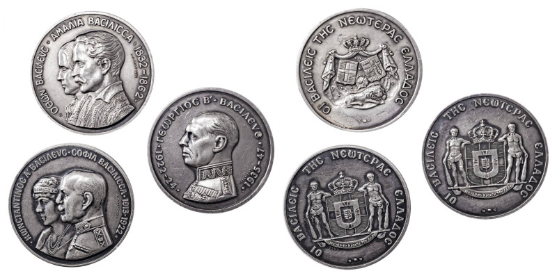 Greece. Lot with 3 medals. Comprising 3 privately struck silver medals commemora...