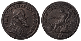 Italian States. Papal States, Julius III, 1550-1555. Bronze medal, 1555, 15.26g.

Exquisite details and gorgeous design on both sides, with red-brow...