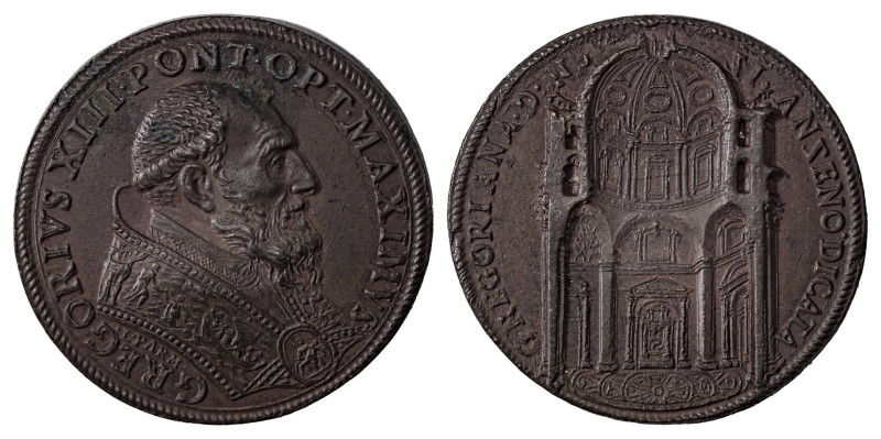 Italian States. Papal States, Gregory XIII, 1572-1585. Bronze medal, ND, 26.64g....