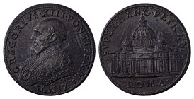 Italian States. Papal States, Gregory XIII, 1572-1585. Bronze medal, ND, ROMA, 24.27g.

Great design with a high relief depiction of the Pope and Sain...