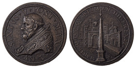 Italian States. Papal States, Sixtus V, 1585-1590. Bronze medal, 1589, 19.09g.

Great portrait, exquisite dark brown patina and light wear on high poi...