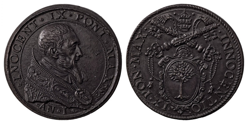 Italian States. Papal States, Innocent IX, 1591. Bronze medal, 1591, Reverse Pop...
