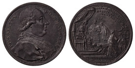 Italian States. Papal States, Pius VI, 1775-1799. Bronze medal, 1796, 19.76g.

Exceptional portrait of Pope Pius VI, with old cabinet dark brown patin...