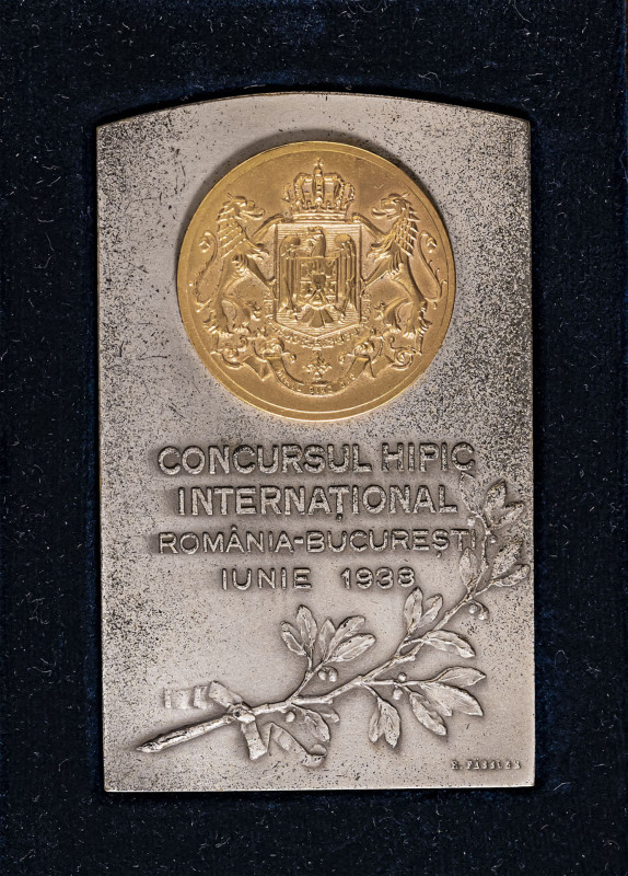 Romania. King Carol II, 1930-1940. Plaquette-medal of white metal/bronze for the...