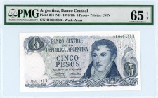 Argentina
Banco Central
5 Pesos, No Date (1974-1976) 
S/N 41.060.195B
Printer CMN
Wmk. Arms
Pick 294

Graded Gem Uncirculated 65 EPQ PMG