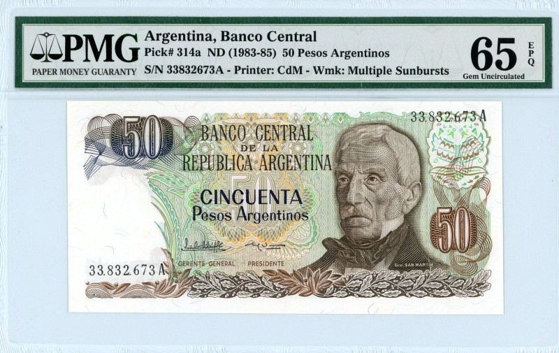 Argentina
Banco Central
50 Pesos, No Date (1983-1984) 
S/N 33.832.673A
Printer C...