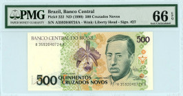 Brazil
Banco Central
500 Cruzados Novos, No Date (1990)
S/N A3592040724A
Wmk. Liberty Head-Sign #27
Pick 222

Graded Gem Uncirculated 66 EPQ PMG
