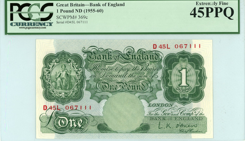 Great Britain
Bank of England
1 Pound, No Date (1955-1960)
S/N D45L 067111
Wmk. ...