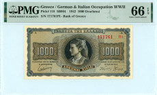 Greece
Bank of Greece (ΤΡΑΠΕΖΑ ΤΗΣ ΕΛΛΑΔΟΣ)
1000 Drachmai, 21st August 1942
S/N 171761 ΠΙ 
 Printer.Athens
Pick 118; Pitidis 119c

Graded Gem Uncircul...