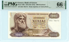 Greece
Bank of Greece (ΤΡΑΠΕΖΑ ΤΗΣ ΕΛΛΑΔΟΣ)
1.000 Drachmai, 1970
S/N 63X 792174
Printer Bank of Greece 
Pick 198b; Pitidis 185

Graded Gem Uncirculate...
