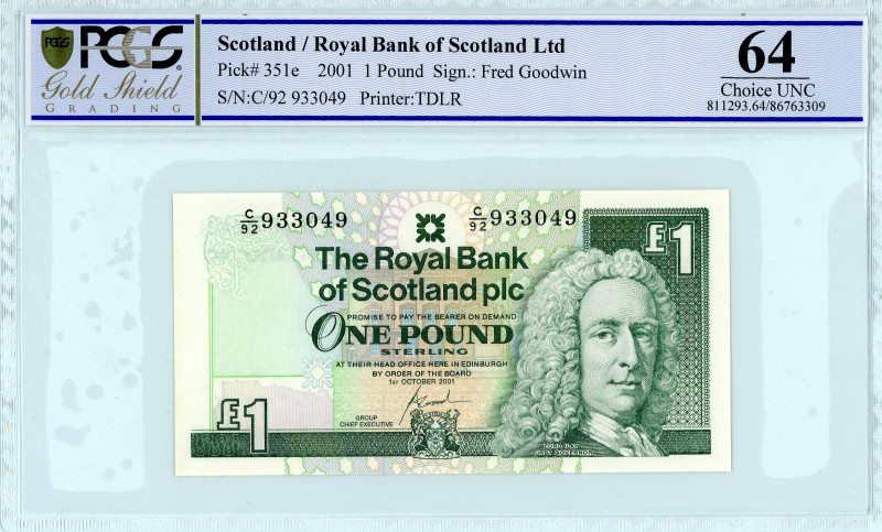 Scotland
Royal of Bank of Scotland Ltd
1 Pound, 2001
S/N C/92 933049
Pick 351e