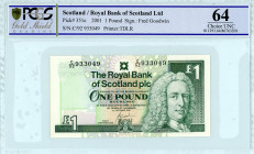 Scotland
Royal of Bank of Scotland Ltd
1 Pound, 2001
S/N C/92 933049
Pick 351e