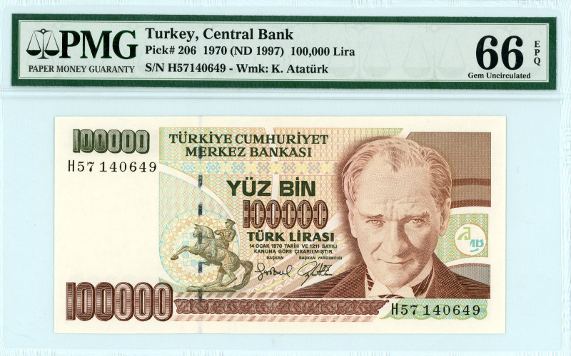 Turkey
Central Bank
100.000 Lira 1970 (ND 1997)
S/N H57140649
Wmk. K.Ataturk
Pic...