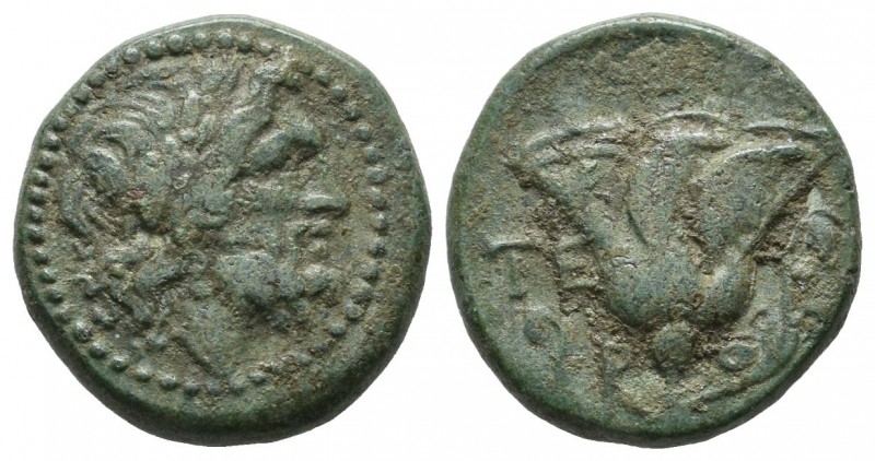 Caria, Rhodes. Circa 229-205 BC. AE Tetrachalkon (18mm, 5.46g). Laureate head of...
