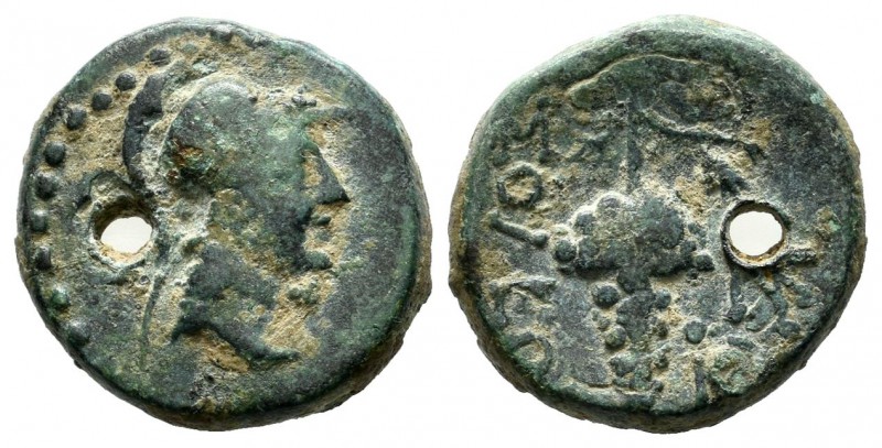 Cilicia, Soloi. Circa 100-30 BC. AE (16mm, 4.09g). Helmeted head of Athena right...