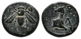 Ionia, Ephesos. Circa 370-350 BC. AE (11mm, 2.06g). E - Φ. Bee. / Forepart of a stag right, head left. SNG Kayhan I -; SNG Copenhagen 244.