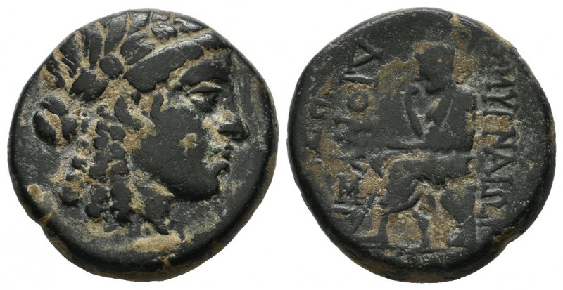 Ionia, Smyrna. Circa 145-125 BC. AE (20mm, 8.29g). Diogenes Euryd-, magistrate. ...