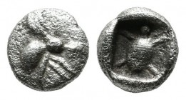 Ionia, Uncertain mint. Circa 5th Century BC. AR Hemiobol (6mm, 0.30g). Bee alighting to right / Turtle in incuse square. Unpublished in the standard r...