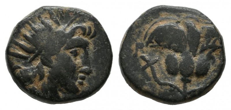 Islands of Caria , Rhodes. Circa 180-84 BC, AE (11mm, 1.47g). Radiate head of He...