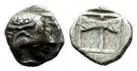 Islands of Troas, Tenedos. Circa 450-387 BC. AR Obol (8mm, 0.60g). Janiform female and male heads / Labrys (double axe) within shallow incuse square. ...