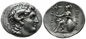 Kings of Thrace. Lampsakos. Lysimachos 305-281 BC. AR Tetradrachm (30mm, 16.81g). Diademed head of the deified Alexander right, with horn of Ammon / A...