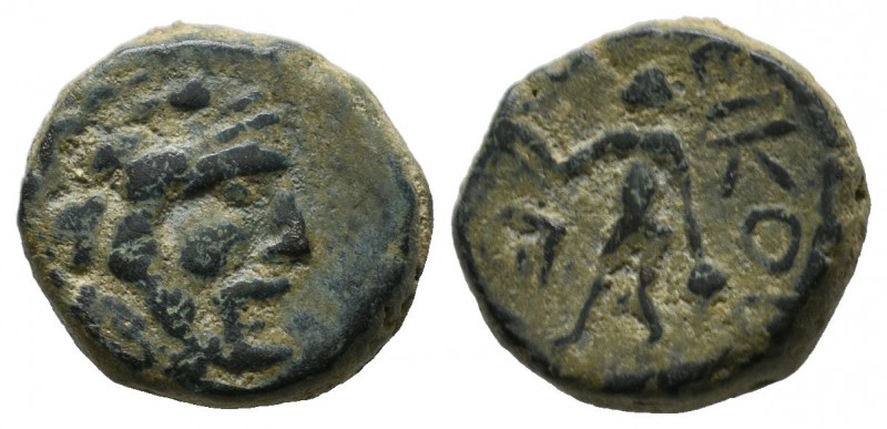 Lycaonia, Eikonion. Circa 100-0 BC. AE (14mm, 3.36g). Laureate head of Zeus righ...