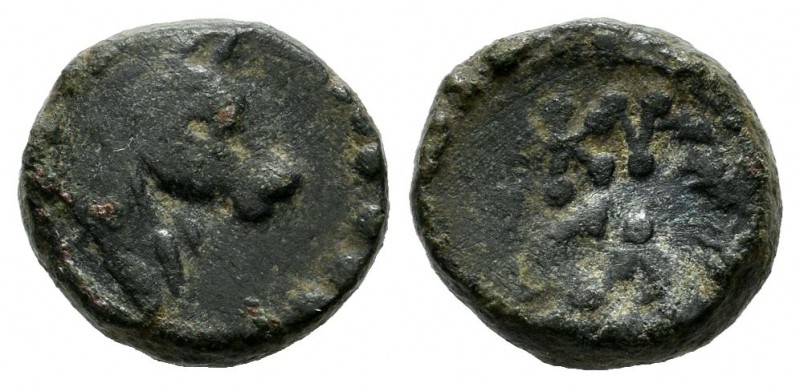 Mysia, Kyzikos. 2nd-1st centuries BC. AE (11mm, 1.96g). Head of bull right. / Mo...