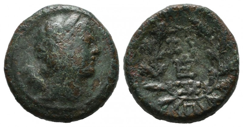 Mysia, Kyzikos. 2nd-1st centuries BC. AE (17mm, 4.61g). Laureate head of Kore So...