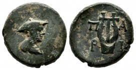 Mysia, Pairon. Circa 200-100 BC. AE (18mm, 4.78g). Head of Hermes right, wearing Petasos / ΠΑΡΙ. Lyre.