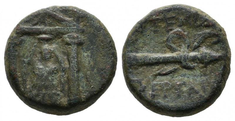 Pamphylia, Perge. Circa 50-30 BC. AE (15mm, 4.74g). Cult statue of Artemis Perga...