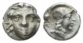 Pisidia, Selge. Circa 300 BC. AR Obol (9mm, 1.00g). Head of Gorgoneion / Head of Athena. SNG BN 1930; SNG PFPS 336.