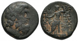 Seleucis and Pieria, Antioch. Circa 50-49 BC. Dated year 17 of the Pompeian era.. AE (19mm, 7.30g). Laureate head of Zeus right / ANTIOXEΩΝ THΣ ΜΗΤPΟΠ...
