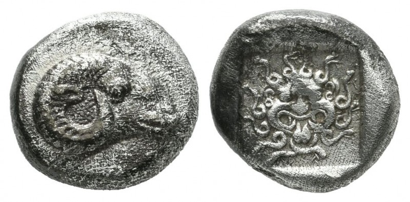 Troas, Kebren. Circa 500 BC. AR Hemidrachm (10mm, 1.92g). Head of ram right / Fa...