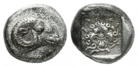 Troas, Kebren. Circa 500 BC. AR Hemidrachm (10mm, 1.92g). Head of ram right / Facing gorgoneion within incuse square. Gorny & Mosch 211, lot 310 (whic...