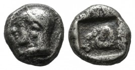 Troas, Kebren. Circa 500-400 BC. AR Diobol (9mm, 1.23g). Archaic head of Apollo left / Head of ram left within incuse square. SNG von Aulock 1546 & 76...
